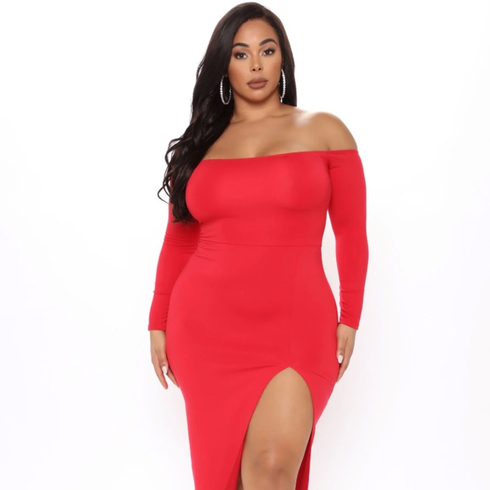 Fashion Nova Red Midi Dress